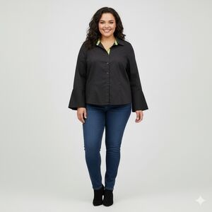 MXM Size X Button Up Top Black & Lime Green